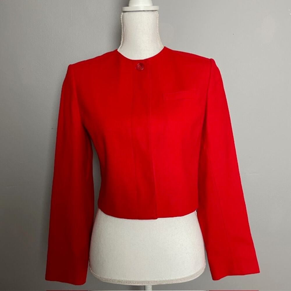 Pendleton Red Virgin Wool Cropped Jacket Blazer 6 USA Vintage Classic Heritage
